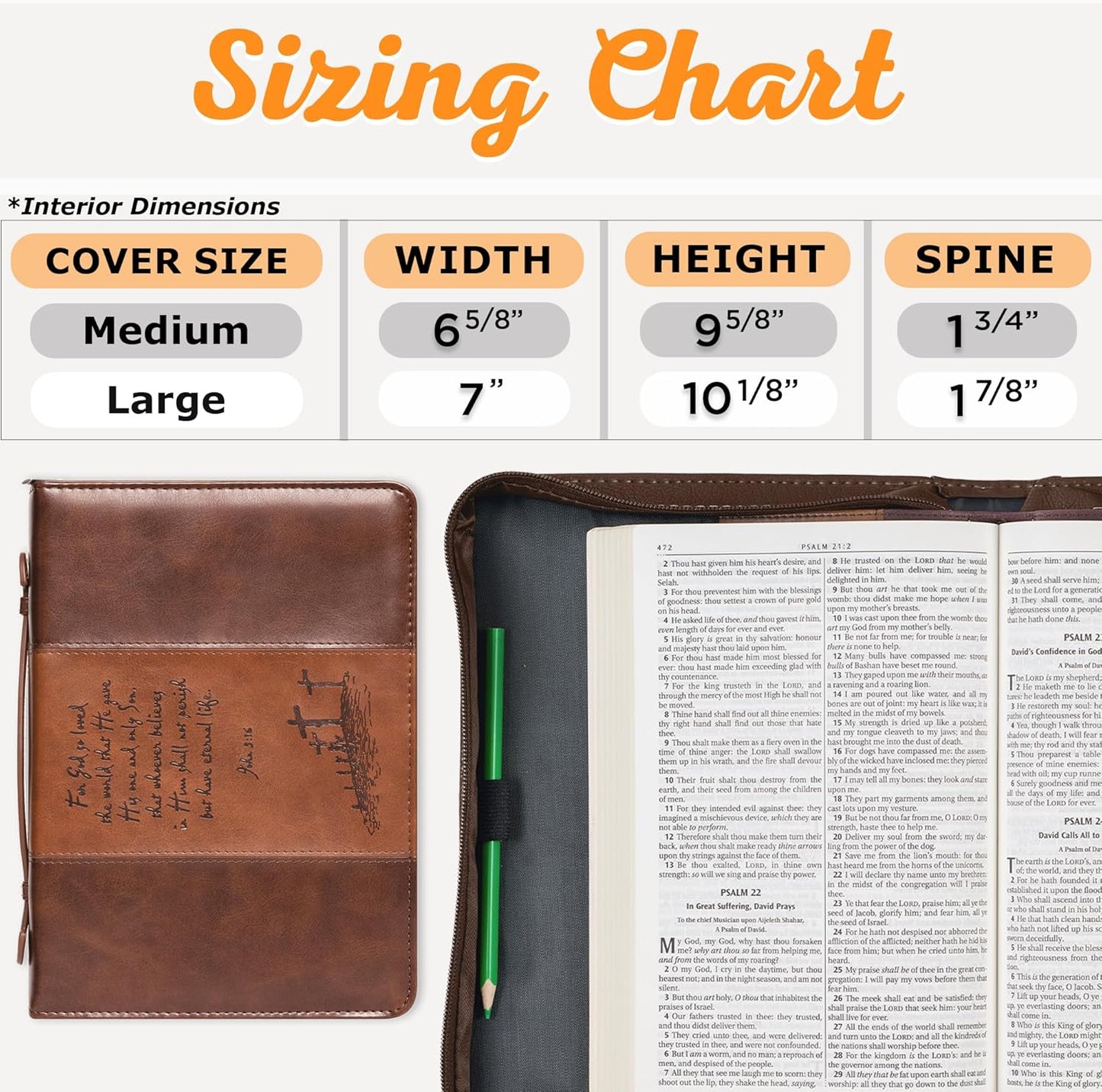 Christian Art Gifts Men or Women's Classic Bible Cover Gospel John 3:16, Brown Faux Leather