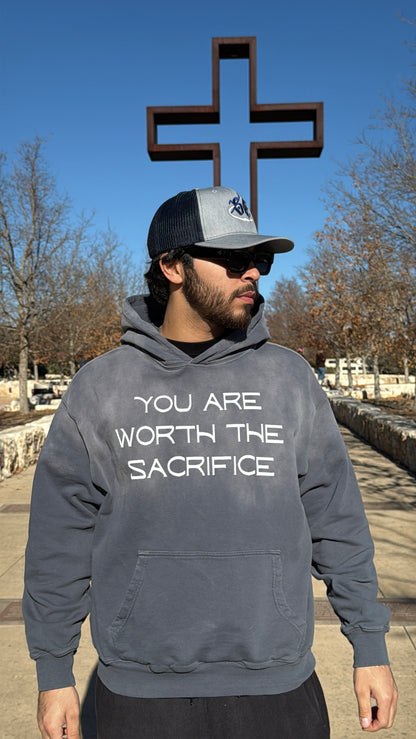 You Are Worth The Sacrifice Sunfade Oversized Hoodie